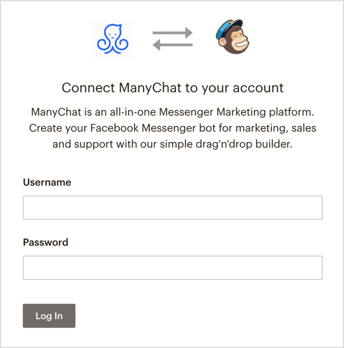 Συνδεθείτε στο λογαριασμό σας στο MailChimp μέσω του ManyChat.