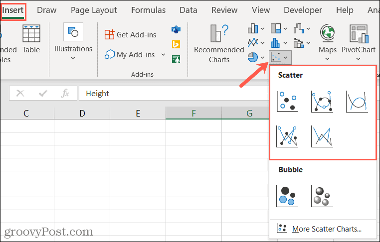 Εισαγάγετε ένα διάγραμμα διασποράς στο Excel