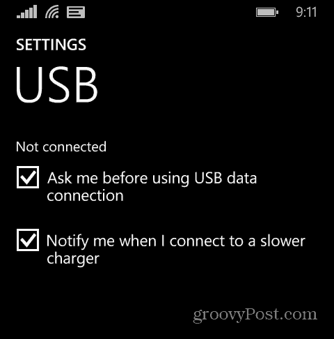 Windows Phone Ρυθμίσεις USB