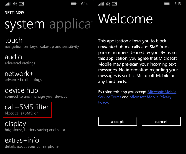 Αποκλεισμός ανεπιθύμητων τηλεφωνικών κλήσεων και SMS στο Windows Phone 8.1