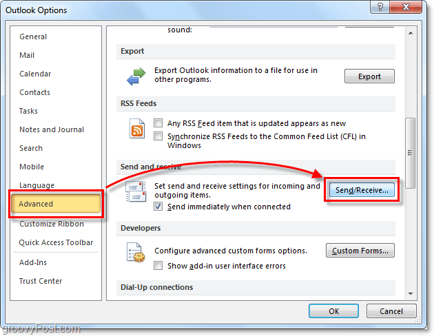 Πώς να προγραμματίσετε αυτόματη αποστολή / λήψη στο Outlook 2010