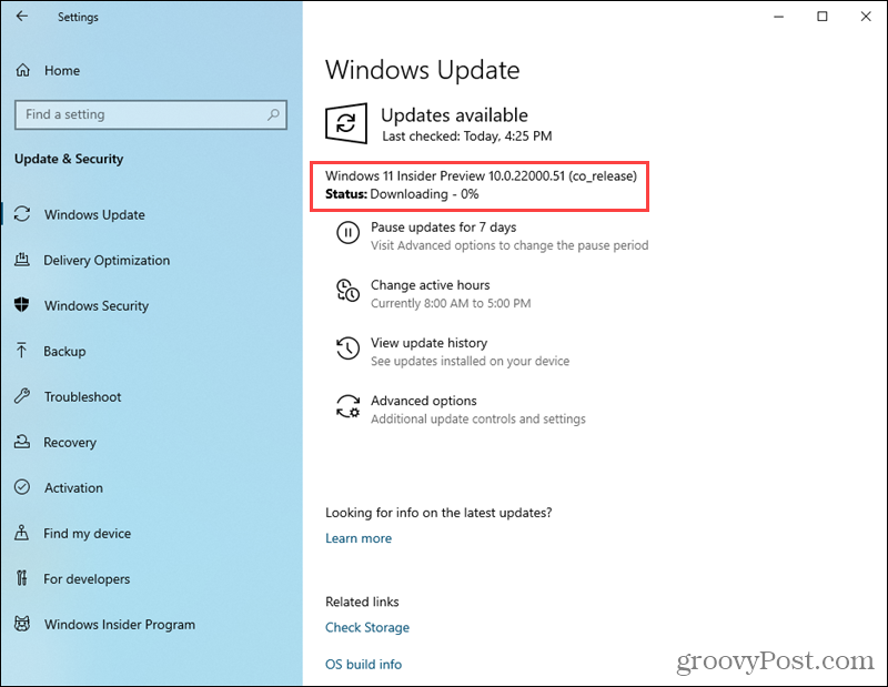 Λήψη έκδοσης προεπισκόπησης των Windows 11