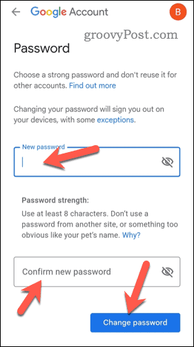 Αλλαγή κωδικού πρόσβασης στο Gmail