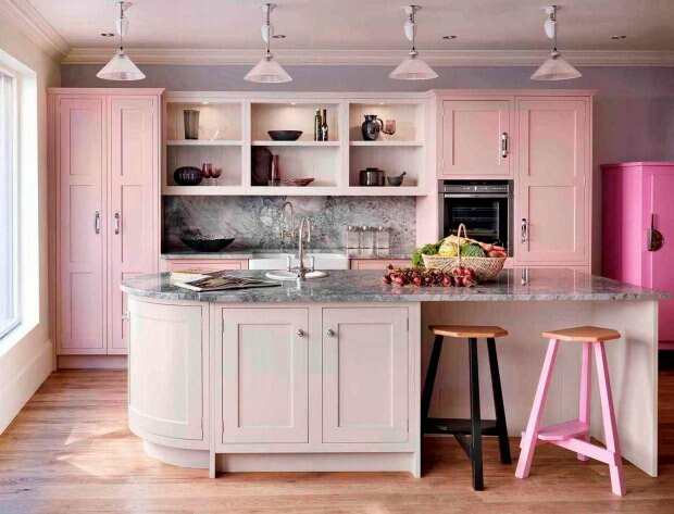 ροζ διακόσμηση κουζίνας