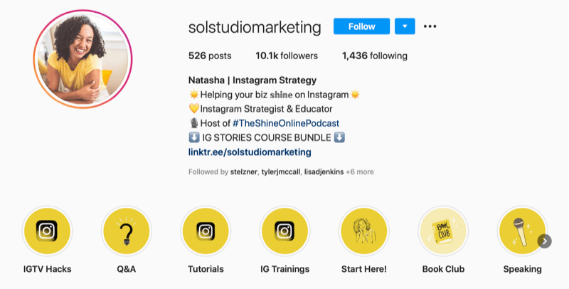 στιγμιότυπο οθόνης του λογαριασμού του λογαριασμού Sol Studio Marketing Instagram