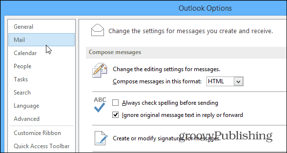Επιλογές του Outlook