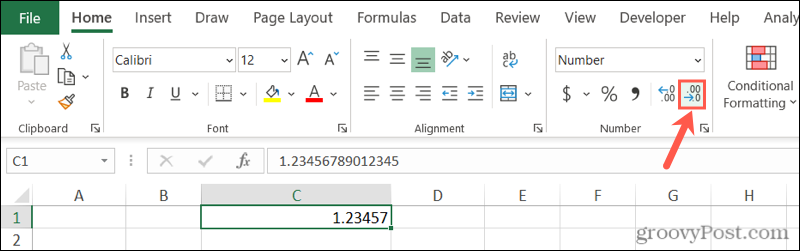 Μείωση δεκαδικού κουμπιού στο Excel