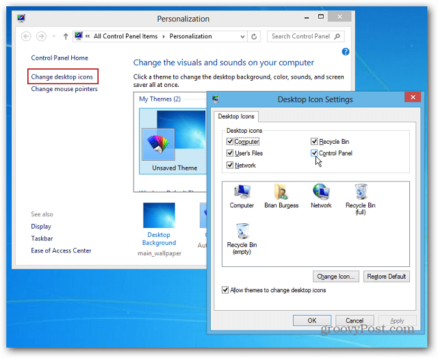 Πώς να καρφιτσώσετε το εικονίδιο του Πίνακα Ελέγχου στη γραμμή εργασιών των Windows 8