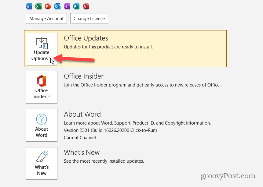 Απενεργοποιήστε τις ενημερώσεις του Microsoft Office 