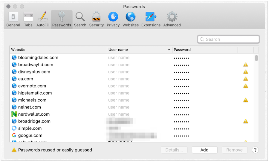 Mac web κωδικούς πρόσβασης