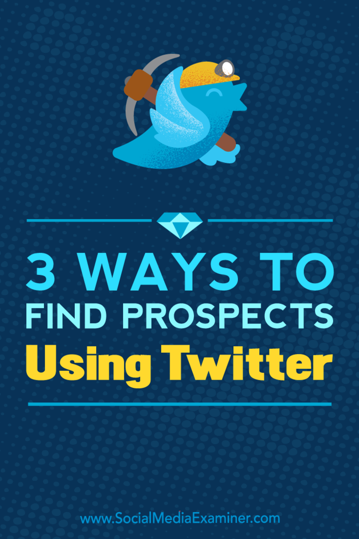 3 τρόποι για να βρείτε προοπτικές χρησιμοποιώντας το Twitter από τον Andrew Pickering στο Social Media Examiner.