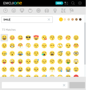 Κάντε κλικ στο εικονίδιο μονόκερου για να ανοίξετε τη βιβλιοθήκη emoji του EmojiOne.
