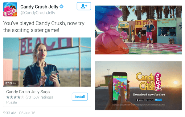 candy crush twitter διαφήμιση βίντεο