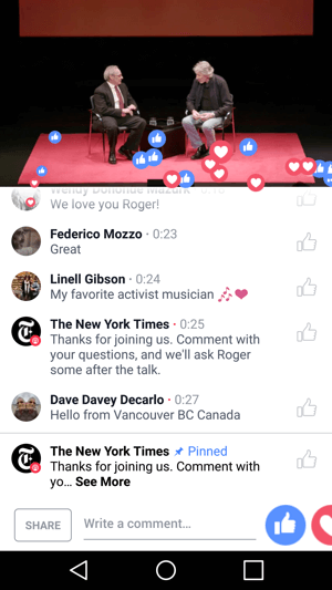 Οι New York Times προσφέρουν στους θεατές την εμπειρία να παρακολουθήσουν μια εκδήλωση μέσω μιας μετάδοσης στο Facebook Live