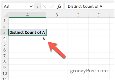 Χρησιμοποιώντας έναν συγκεντρωτικό πίνακα για τον υπολογισμό του αριθμού των μοναδικών τιμών σε ένα σύνολο δεδομένων του Excel