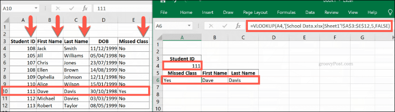 Μια φόρμουλα VLOOKUP που αναφέρει πολλά βιβλία εργασίας του Excel
