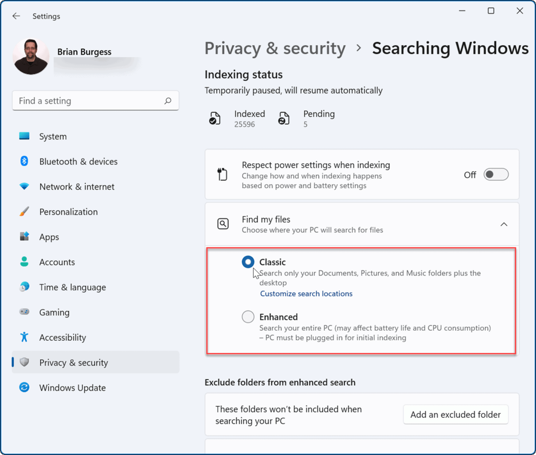 Πώς να διαχειριστείτε την ευρετηρίαση αναζήτησης στα Windows 11