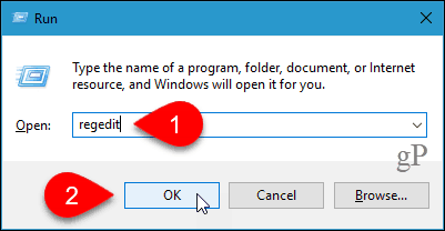 Ανοίξτε τον Επεξεργαστή μητρώου στα Windows 10