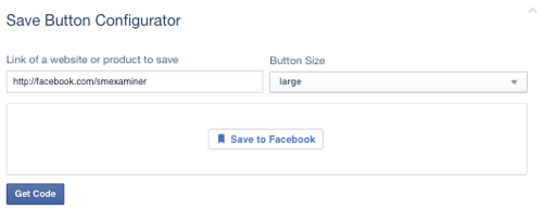 Το κουμπί αποθήκευσης facebook ορίστηκε στη σελίδα