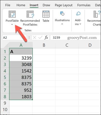 Εισαγωγή συγκεντρωτικού πίνακα στο Excel