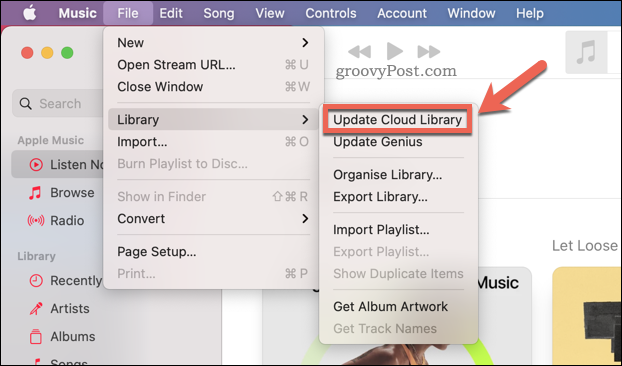 Ενημέρωση της συλλογής Apple Music cloud στην εφαρμογή Mac Music