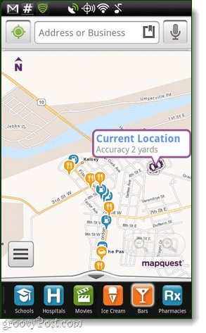MapQuest για εφαρμογή Android, επισκόπηση