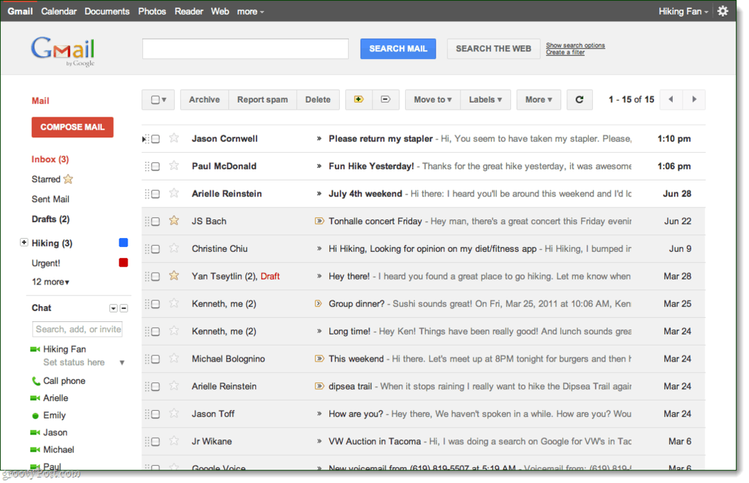 Προβολή Εισερχομένου Gmail, θέμα προεπισκόπησης