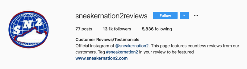δευτερεύων λογαριασμός Instagram για σχόλια SneakerNation2