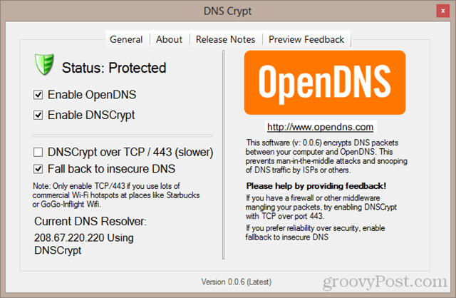 Πίνακας ελέγχου DNS Crypt