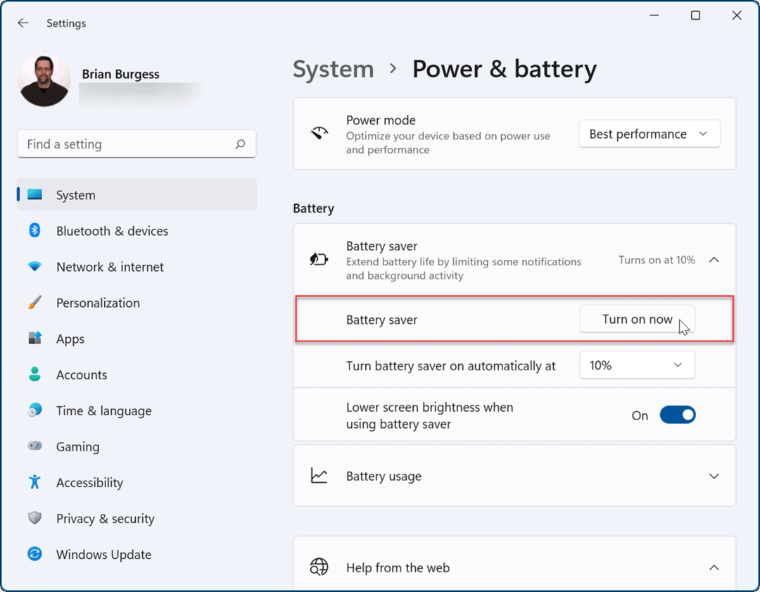 βελτιώστε τη διάρκεια ζωής της μπαταρίας στα Windows 11