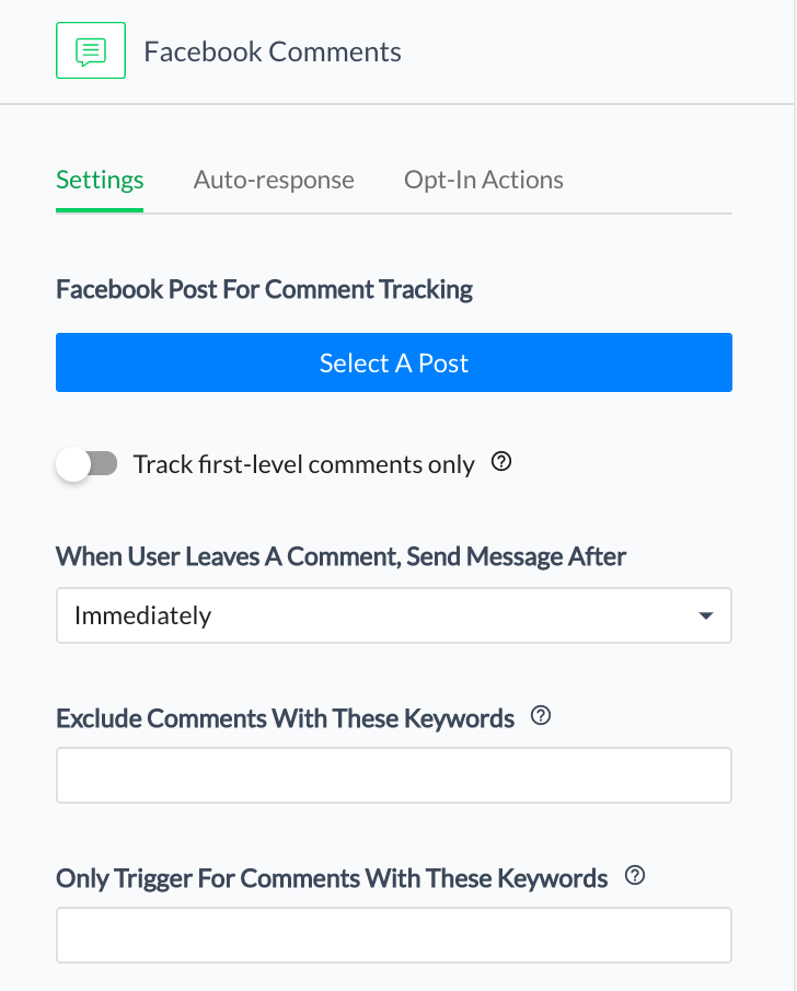 Επιλέξτε την ανάρτησή σας στο Facebook και εισαγάγετε τη λέξη-κλειδί που οι χρήστες θα πληκτρολογήσουν στα σχόλια για να ενεργοποιήσουν το bot.