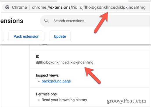 Αναγνωριστικό επέκτασης Chrome