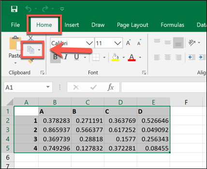 Αντιγραφή επιλεγμένων δεδομένων στο Microsoft Excel