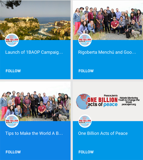 1 δισεκατομμύρια πράξεις ειρήνης google + συλλογές