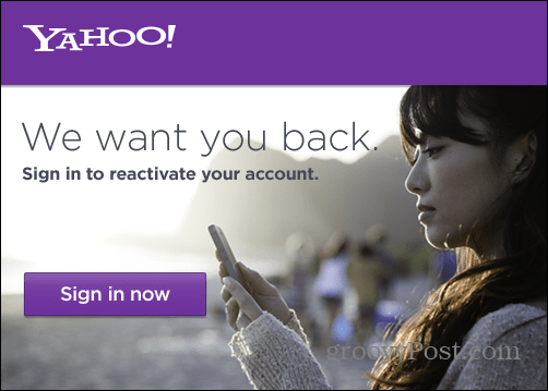 Επανενεργοποιήστε το λογαριασμό ηλεκτρονικού ταχυδρομείου Yahoo εάν θέλετε να το κρατήσετε
