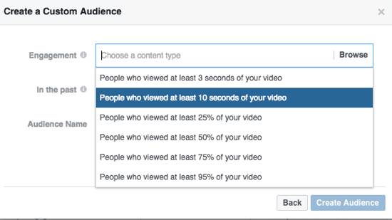 Περιορίστε το προσαρμοσμένο κοινό σας στο Facebook με βάση το ποσοστό των βίντεο που παρακολουθήσατε.