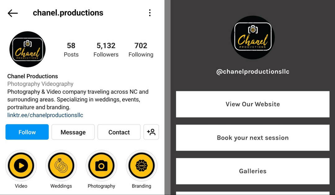 instagram-bio-chanel.παραγωγές-μέσα-ψυχαγωγία-εταιρεία-παράδειγμα
