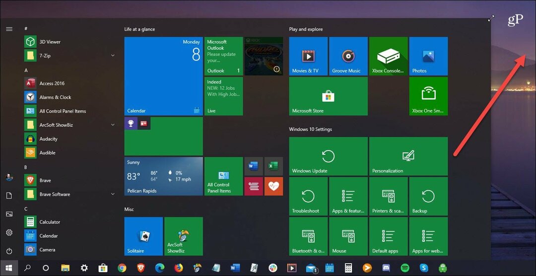 Πώς να αλλάξετε το μέγεθος του μενού έναρξης των Windows 10