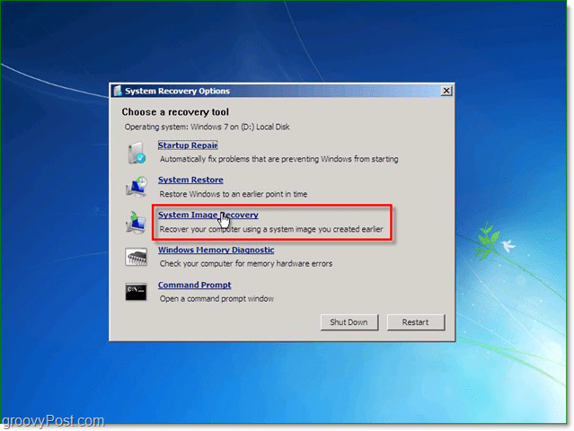 Τα Windows 7 έχουν 5 διαφορετικούς τρόπους για να ανακτήσετε το σύστημά σας, επιλέξτε την ανάκτηση εικόνας συστήματος