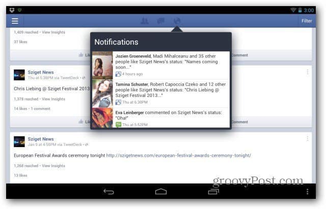 Εφαρμογή διαχείρισης σελίδων Facebook για περιήγηση στο Android