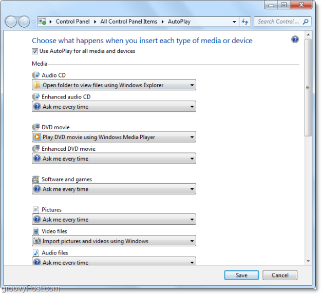 Εξοικονομήστε χρόνο προσαρμόζοντας τις λειτουργίες αυτόματης αναπαραγωγής των Windows 7
