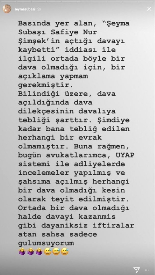 Η απάντηση του Şeyma Subaşı στις αξιώσεις του Safiye Nur Şimsek!