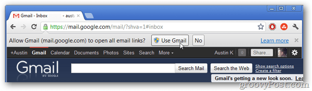 χρησιμοποιήστε το gmail ως προεπιλεγμένο χειριστή συνδέσμων ηλεκτρονικού ταχυδρομείου