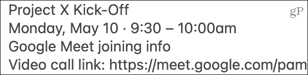 Επικόλληση πρόσκλησης στο Google Meet