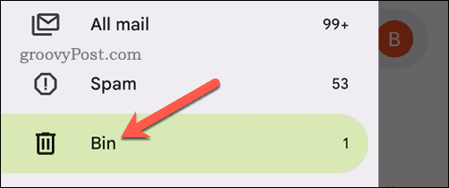 Ανοίξτε το φάκελο Κάδος απορριμμάτων στην εφαρμογή Gmail στο κινητό