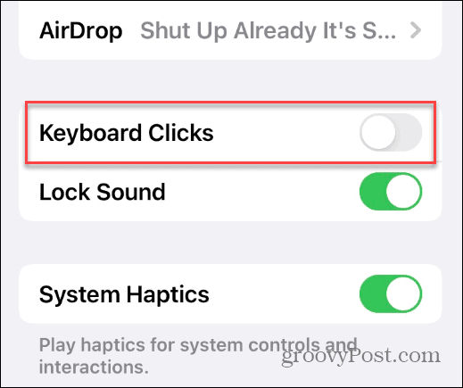 Απενεργοποιήστε τον ήχο πληκτρολόγησης σε ένα iPhone