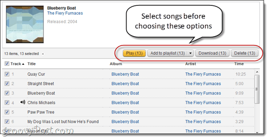Ταξινόμηση και διαγραφή τραγουδιών στο Amazon Cloud PLayer
