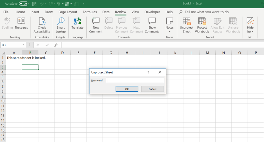 αποφυγή προστασίας του φύλλου Excel