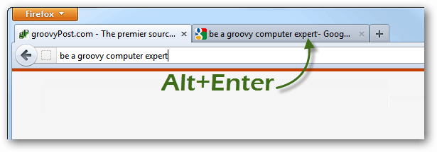 alt + enter για να ανοίξετε νέες καρτέλες από τις αναζητήσεις του Firefox