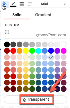Επιλογή διαφανούς χρώματος γεμίσματος στα Έγγραφα Google